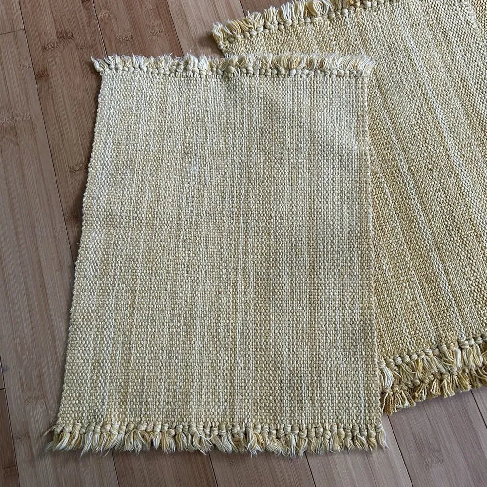 Vintage Yellow Woven Fabric Placemats Set Of‎ 6 Dinner Table